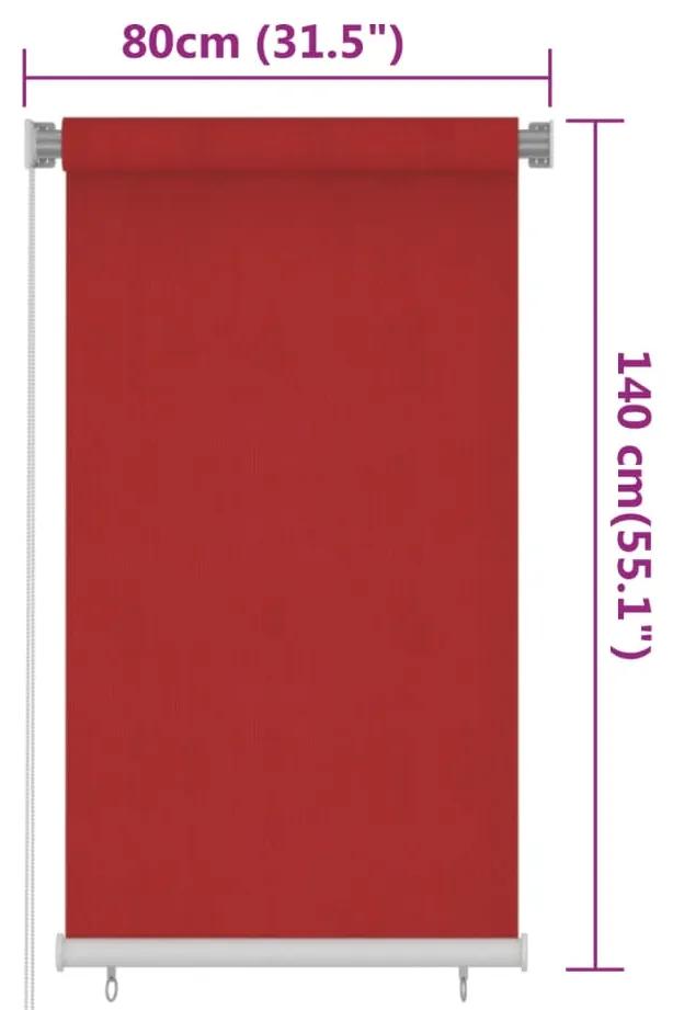Estore de rolo para exterior PEAD 80x140 cm vermelho
