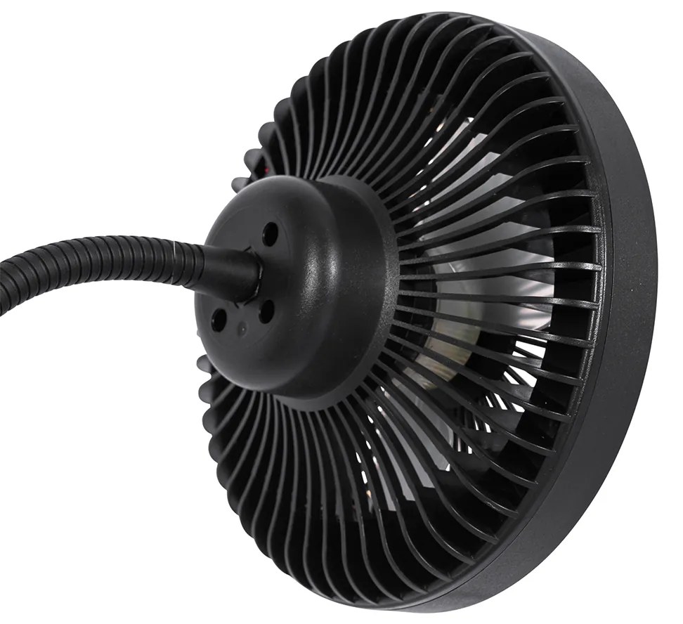 Ventilador de mesa preto com LED 2700K - Dores Moderno