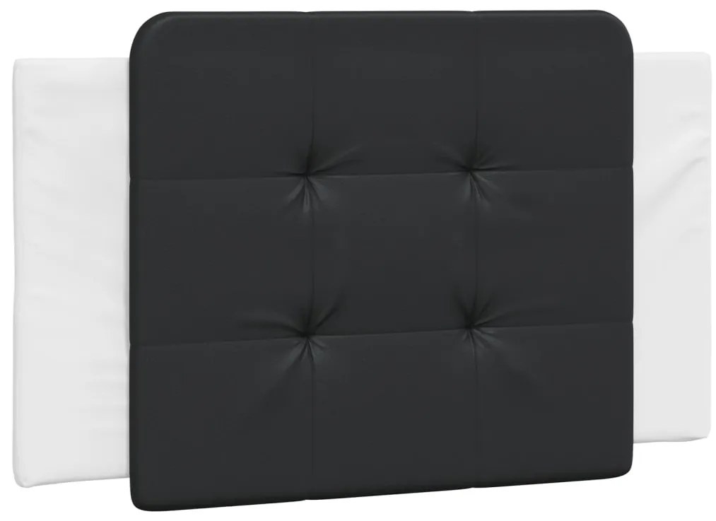 Estrutura cama c/ luzes LED 90x190 cm couro artif. branco/preto