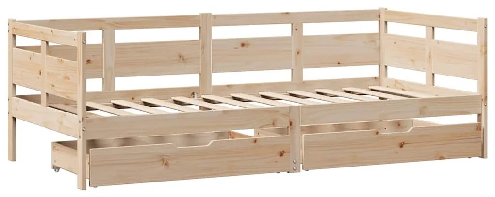 Sofá-cama com gavetas 90x190 cm madeira de pinho maciça