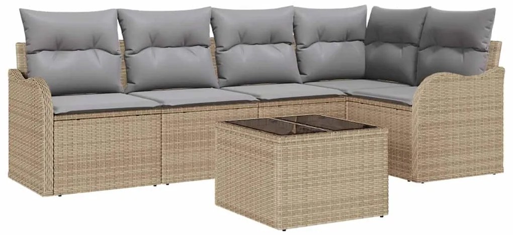 Conjunto de Sofá de Jardim com Almofadas vidaXL 6 Peças Preto em Vime