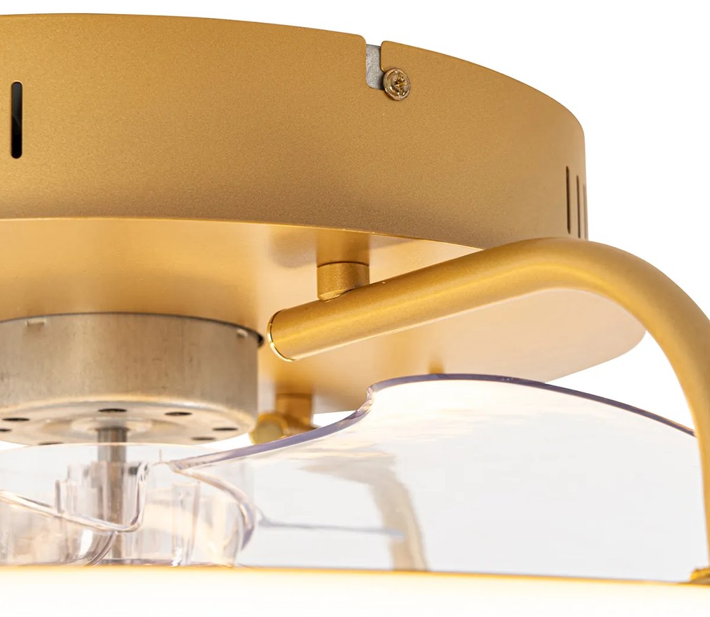 Ventilador de teto dourado 46,5cm incl. LED com controlo remoto - Kees Design