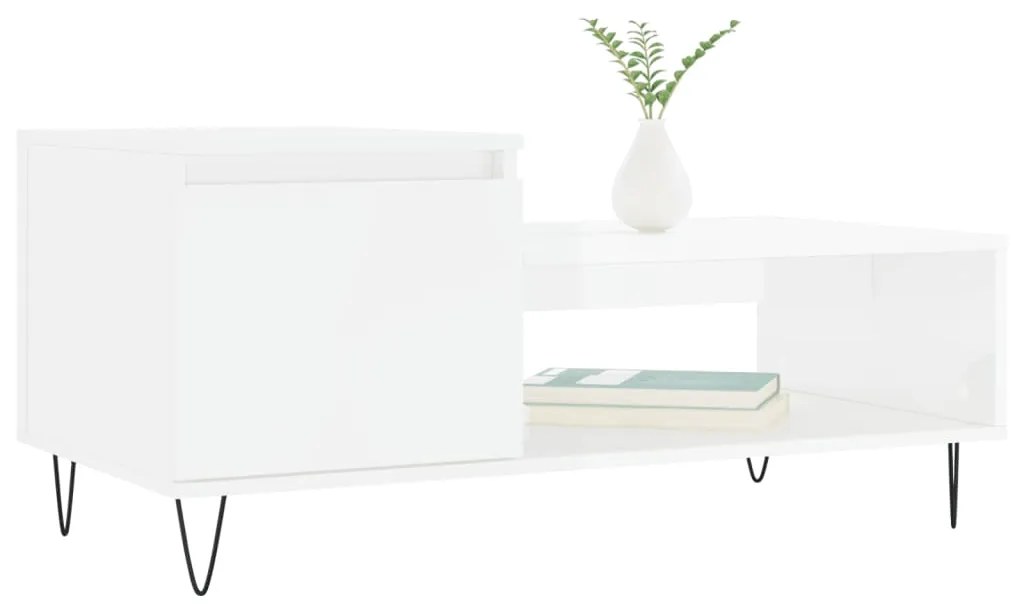 Mesa de centro 100x50x45 cm derivados madeira branco brilhante