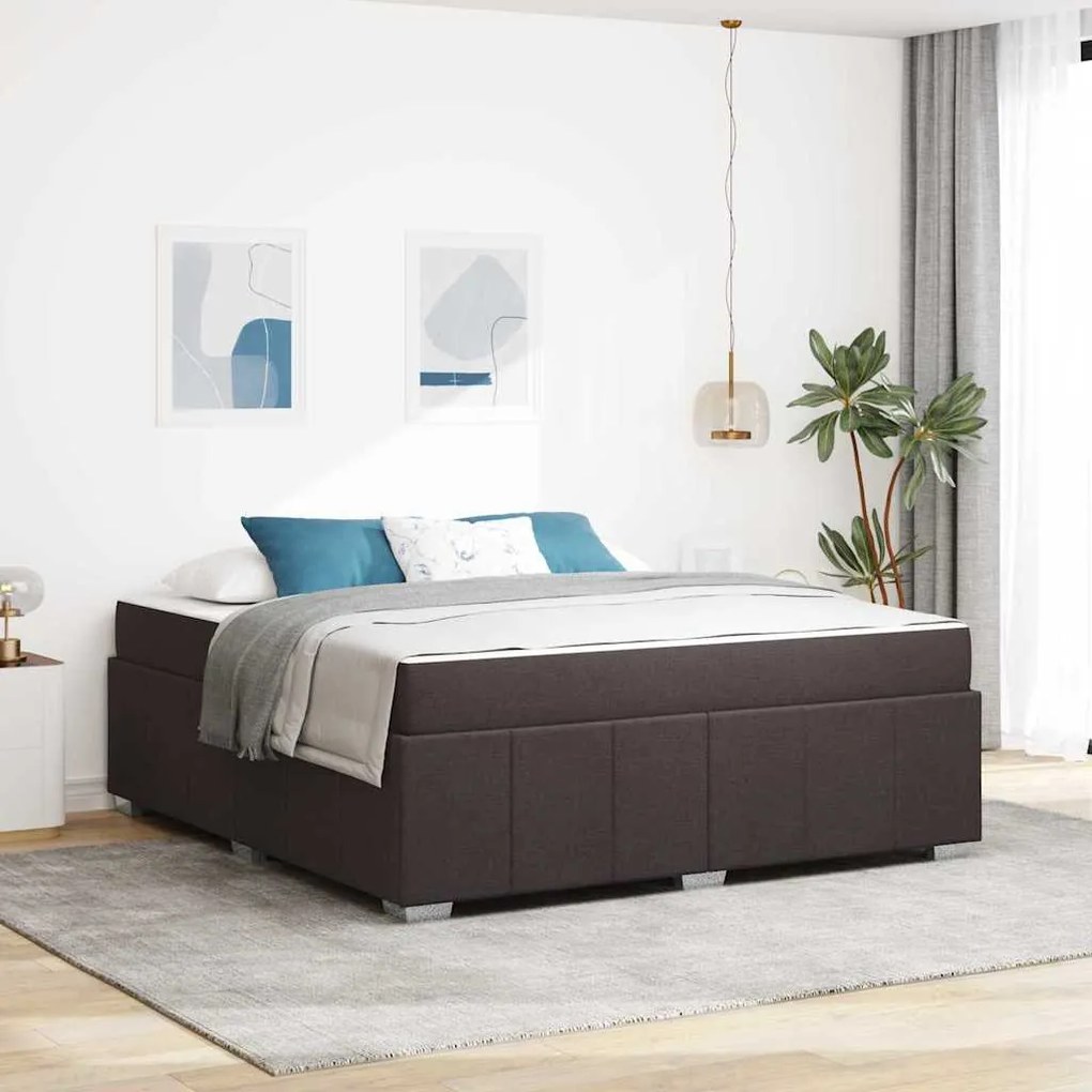 vidaXL Estrutura da Cama com colchão Marrom Escuro 180 x 200 cm tecido