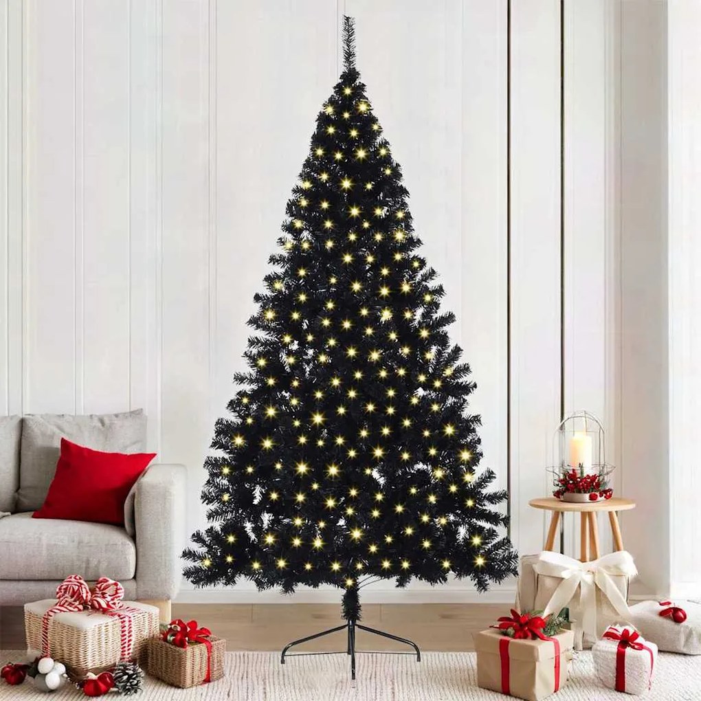 vidaXL Árvore de Natal Artificial Preto 210 cm PVC