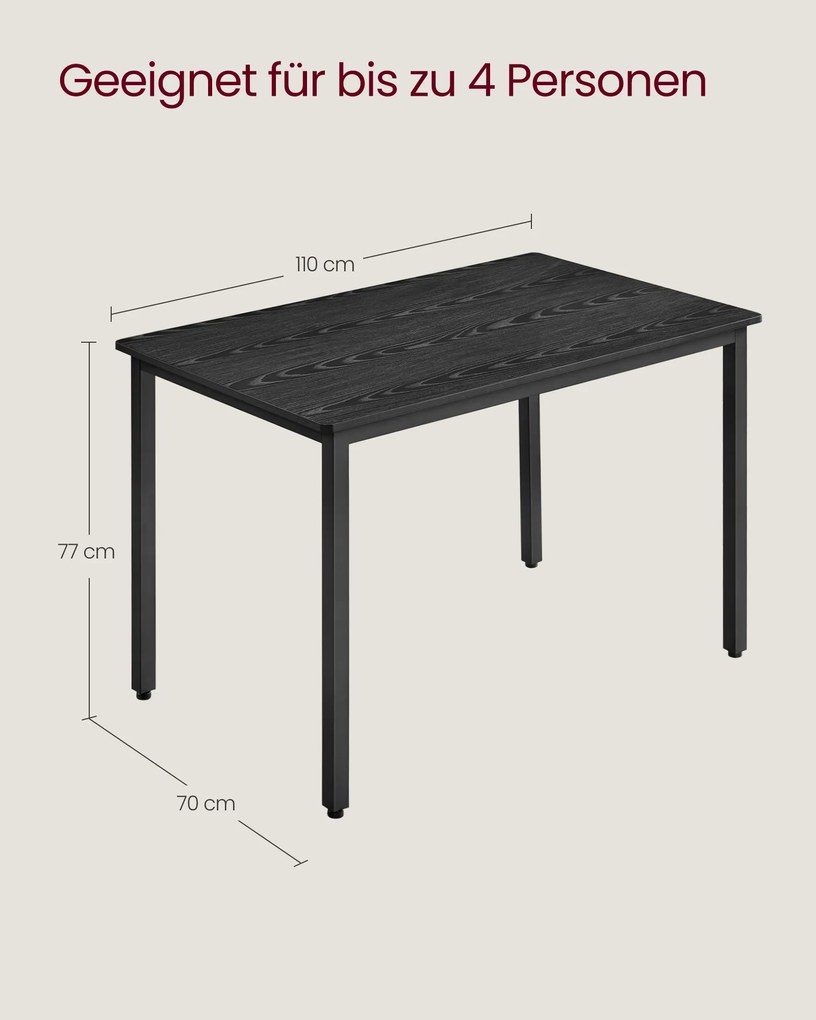 Mesa de jantar, cozinha  retangular 70 x 110 x 77 cm preta