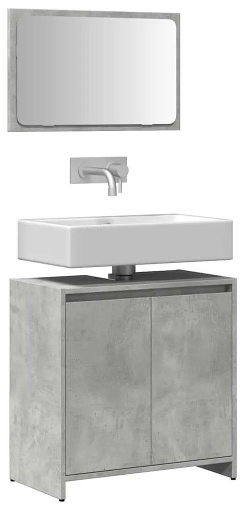 vidaXL 2 pcs conj. móveis casa banho derivados madeira cinza cimento