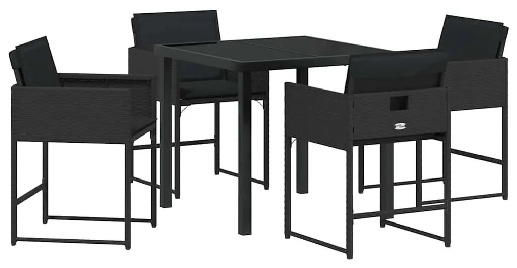 Conjunto de Jantar para Jardim de 5 Peças da com Almofadas Pretas em R