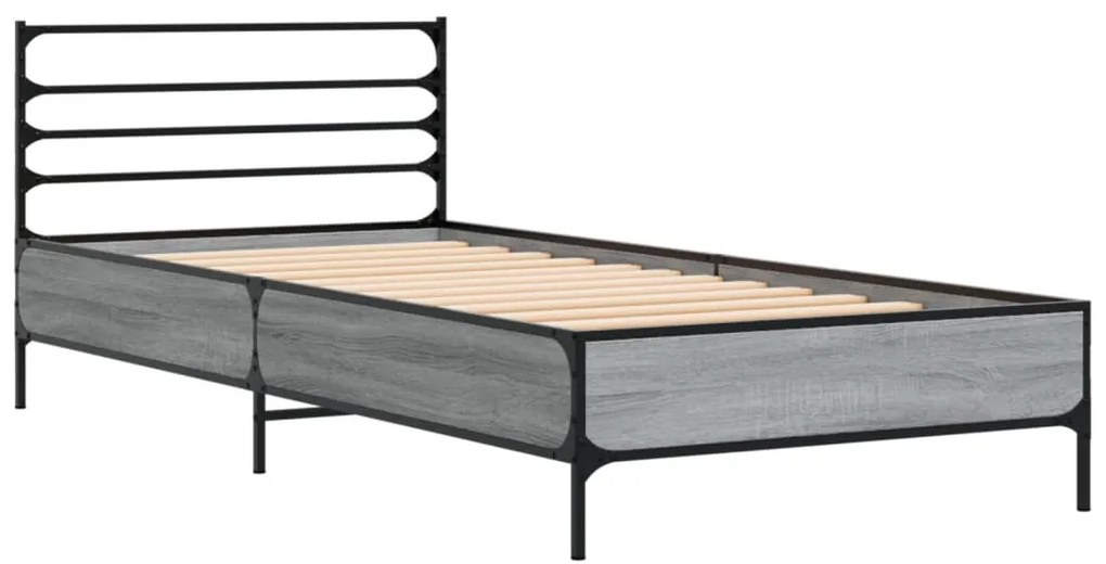 Estrutura cama 100x200 cm derivados madeira/metal cinza sonoma