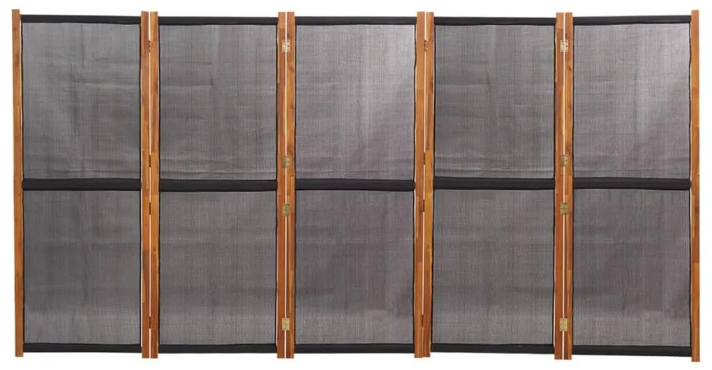 Divisória/biombo com 5 painéis 350x180 cm preto