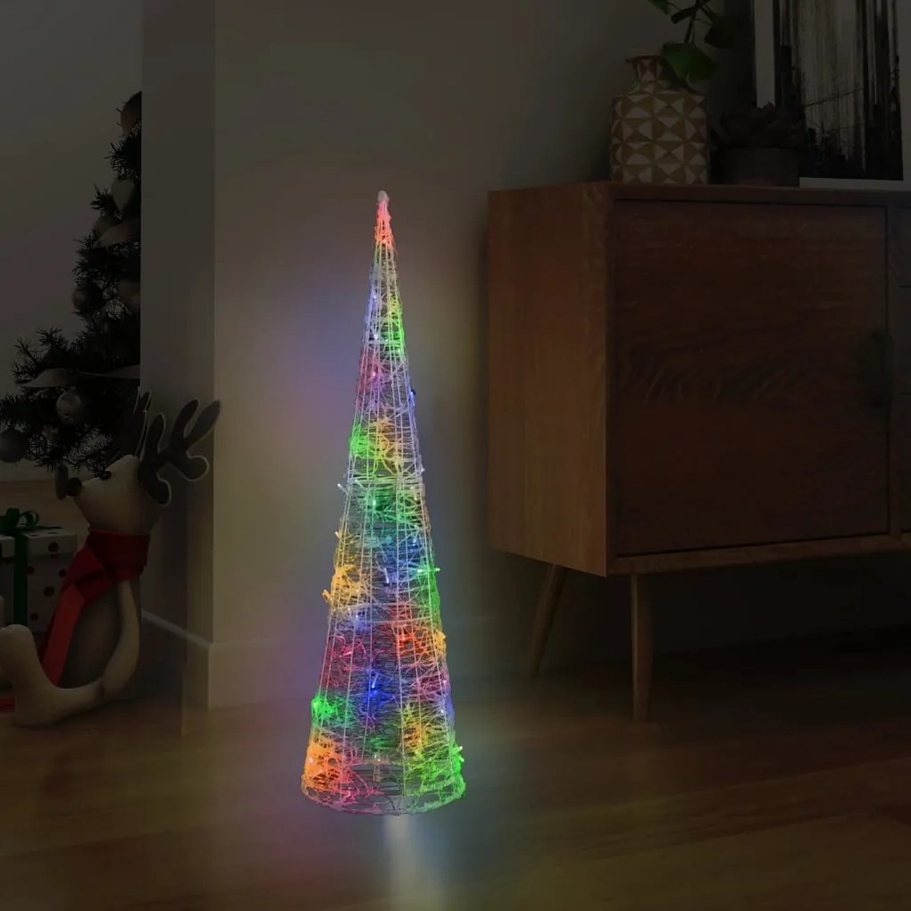 vidaXL Pirâmide de iluminação decorat. c/ LEDs acrílico 90 cm colorido