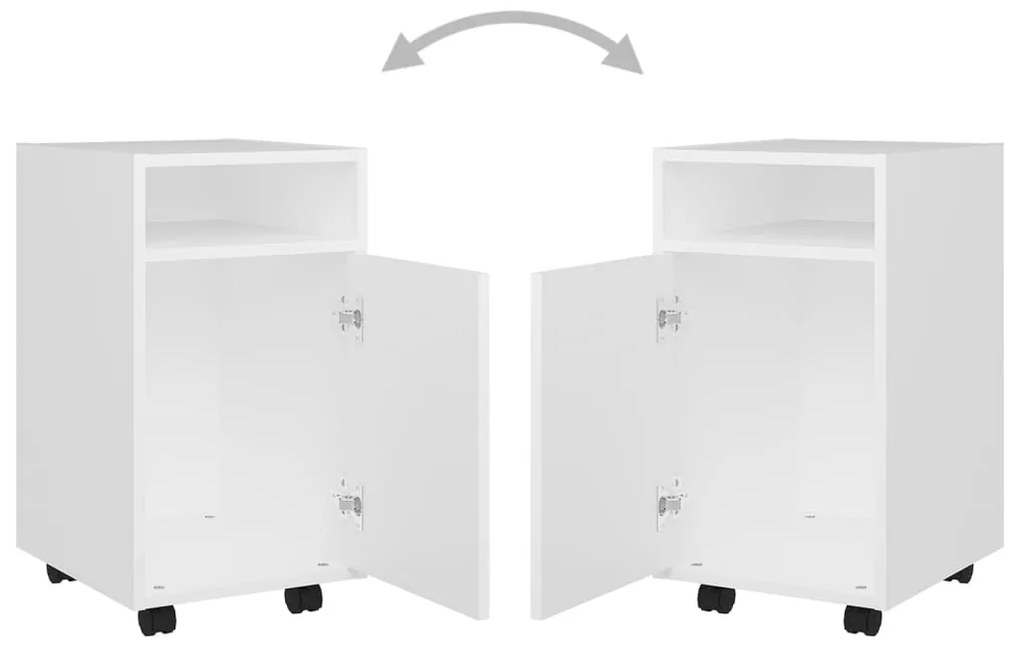 Móvel de apoio com rodas 33x38x60 cm contraplacado branco