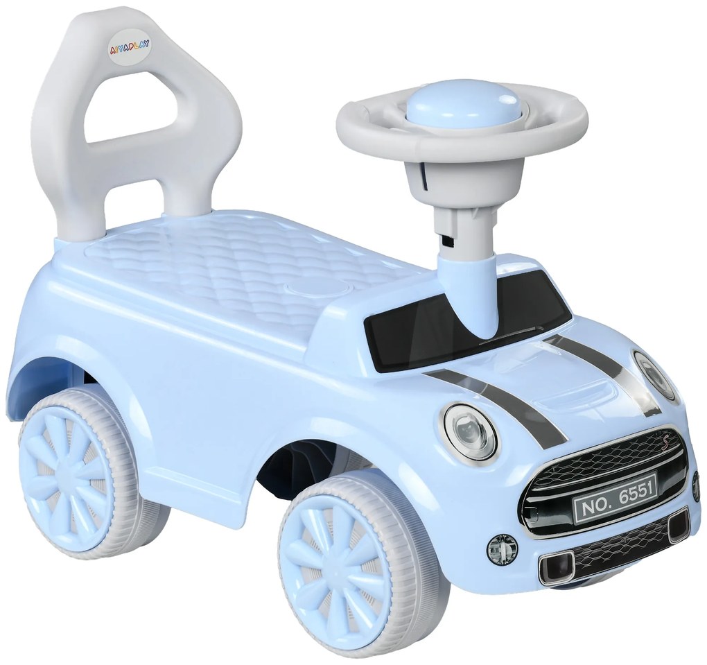 AIYAPLAY Carro Andador para Bebés de 18-36 Meses Carro Andador com Volante Buzina e Sistema Anti-Tombo  53x25x35 cm Azul Claro