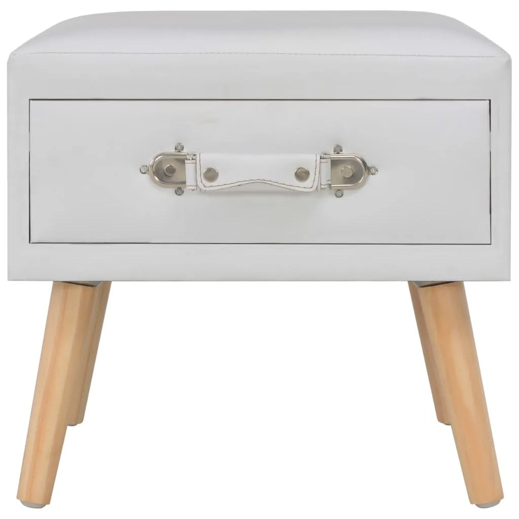 Mesa-de-cabeceira 40x35x40 cm couro artificial branco