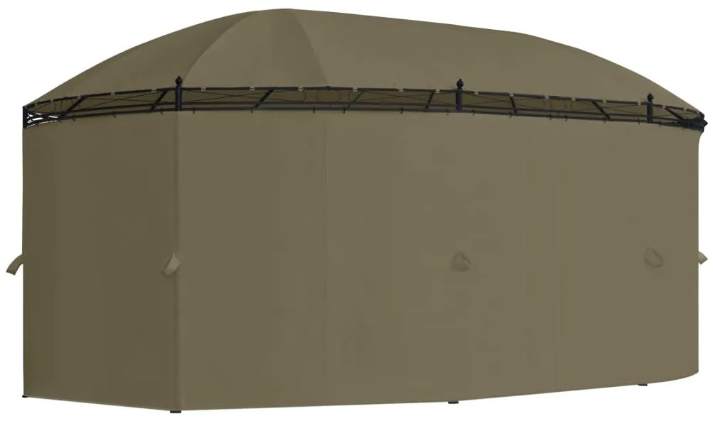Gazebo c/ cortinas 520x349x255 cm 180 g/m² cinzento-acastanhado