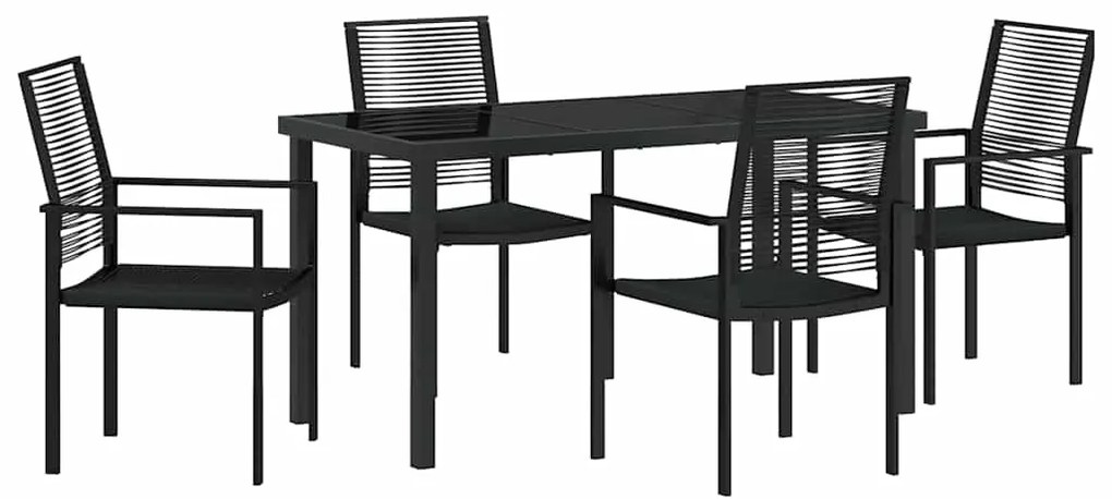Conjunto de jantar de jardim 5 peças - Preto, PVC Rattan