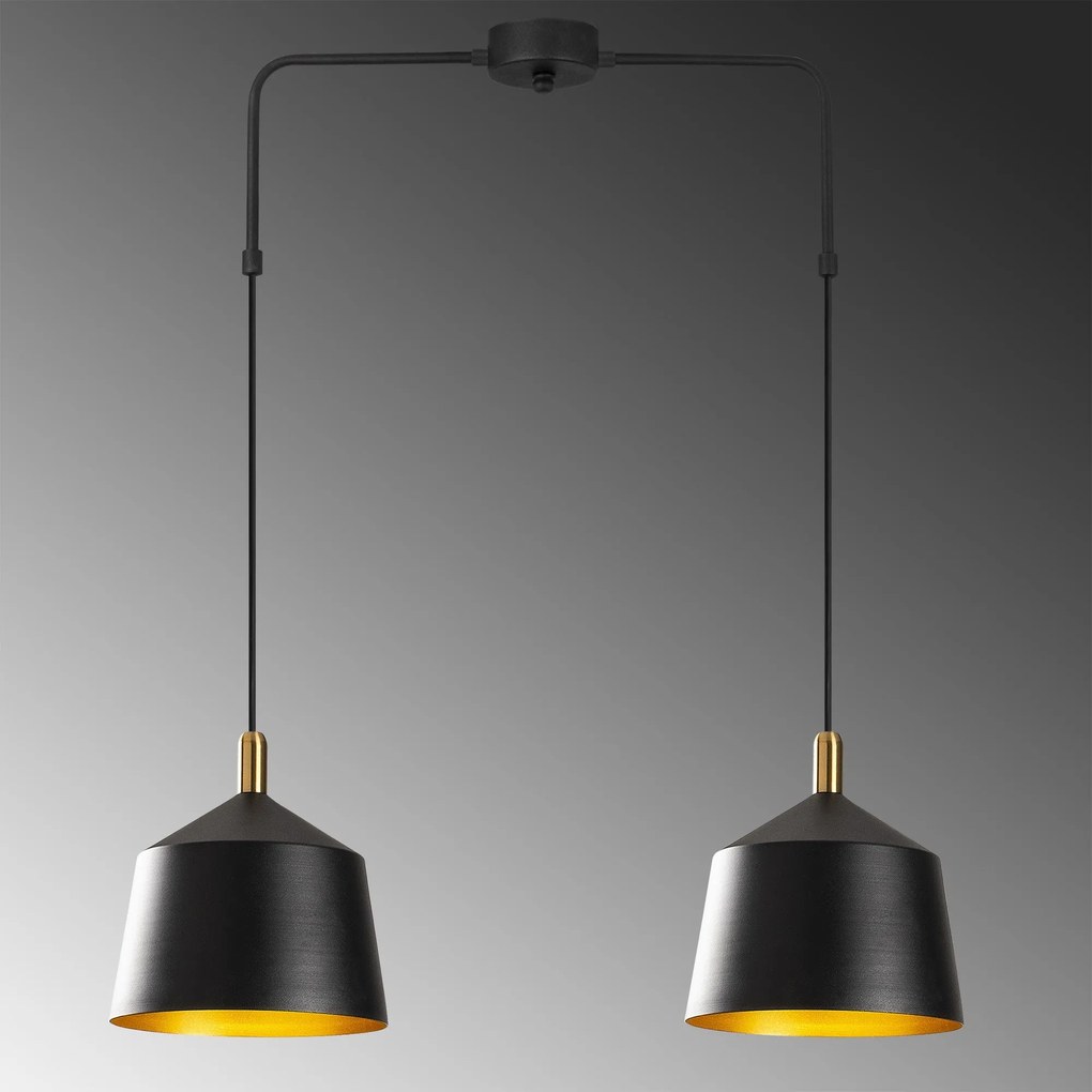 Candeeiro Suspenso Saglam – Preto e Dourado – 70 x 70 cm