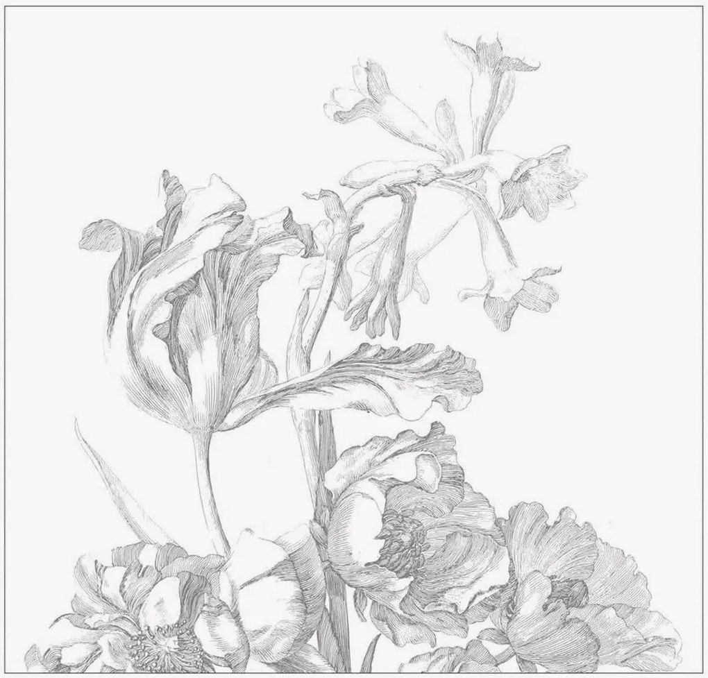 Papel de parede não tecido Engraved Flowers