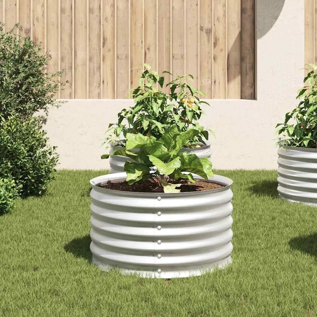 Canteiro/vaso elevado aço galvanizado 80x80x44 cm prateado