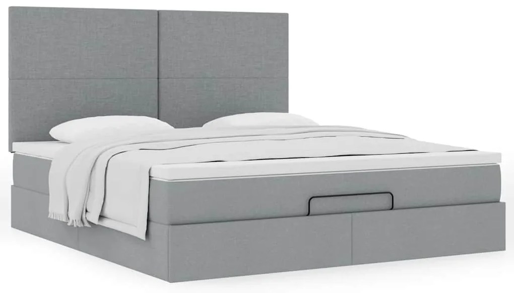 Estrutura de cama otomana com colchão 180x200 cm cinzento claro