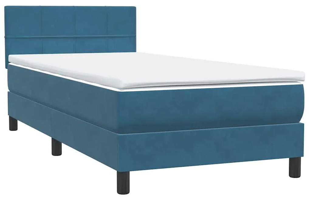 Cama com molas/colchão 80x220 cm veludo azul-escuro