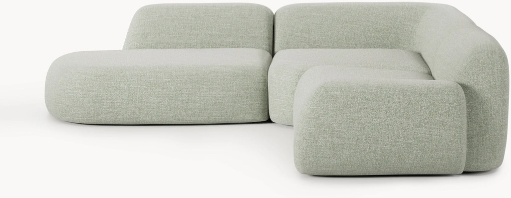 Sofá de canto modular em bouclé com chaise longue Wolke (4 lugares)