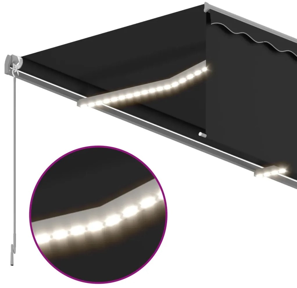 Toldo retrátil manual com estore e luzes LED 4x3 m antracite
