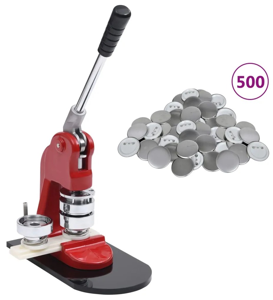 3056503 vidaXL Máquina de fazer crachás com 500 crachás 25 mm