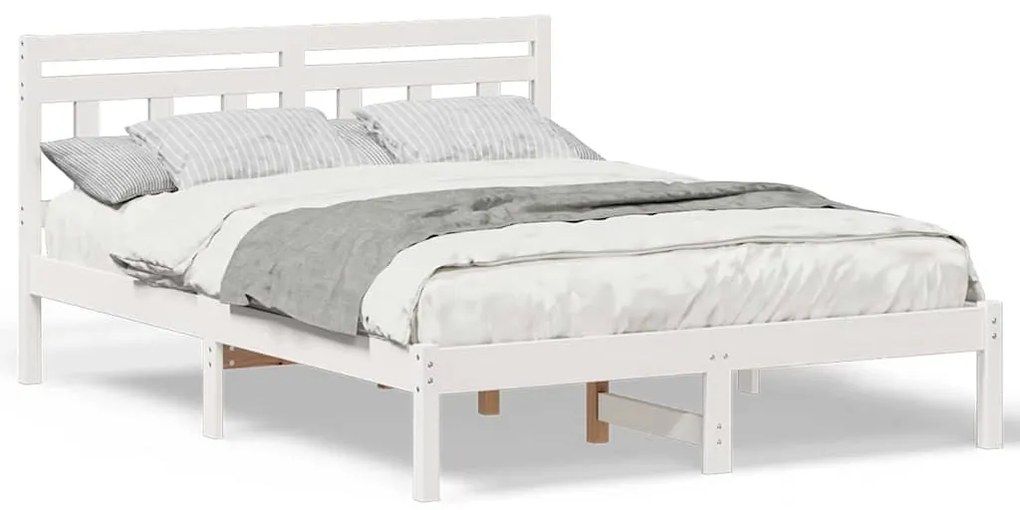 Estrutura da Cama Branco 140 x 190 cm Madeira de Pinheiro