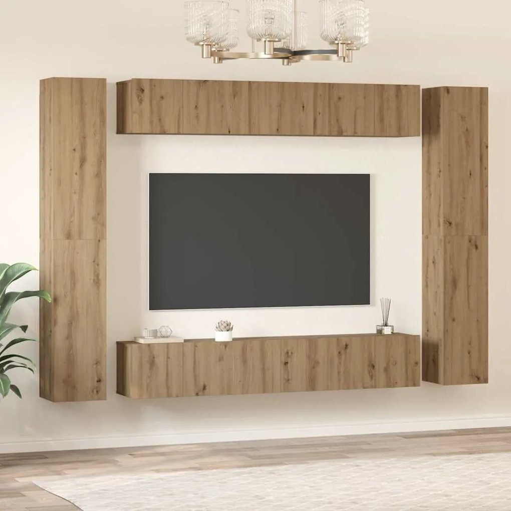 Conjunto de móvel de TV 10 pcs carvalho artisiano