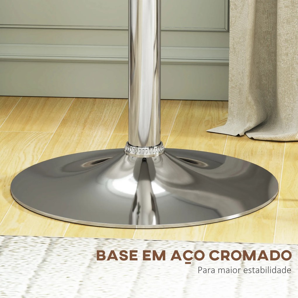 Mesa de Bar com Altura Ajustável Giratória 360° com Base Redonda Mesa Alta Moderna para Cozinha Ø63x67-93 cm Branco