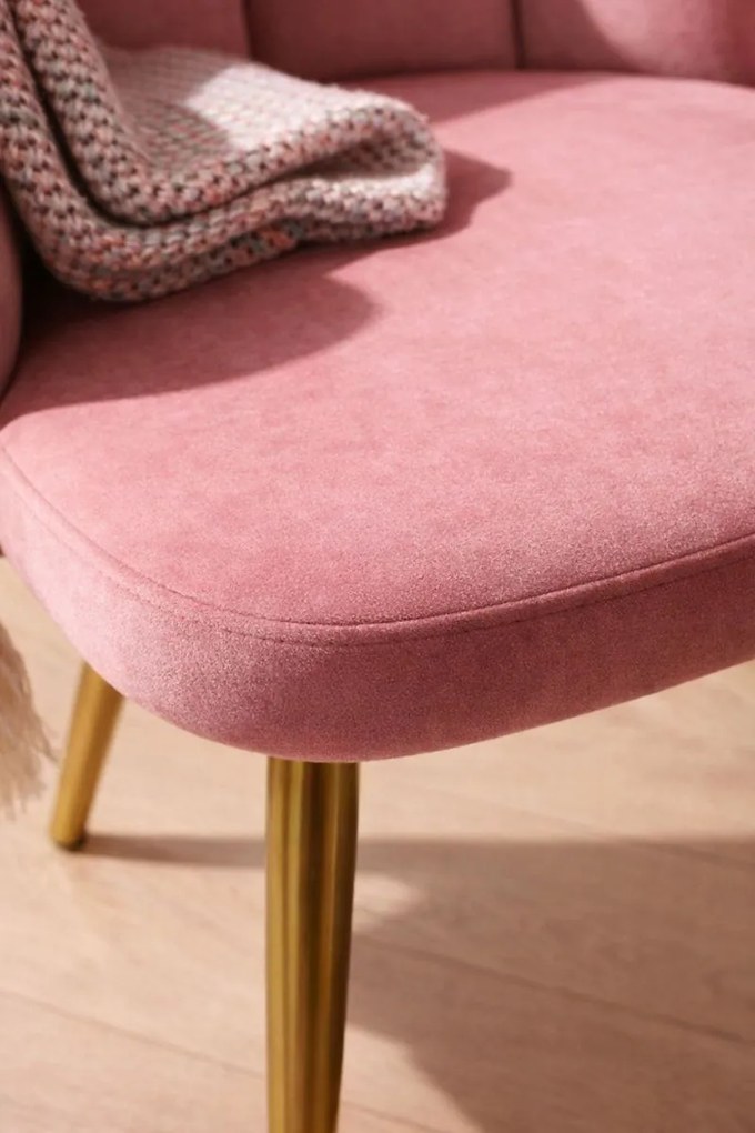 Cadeira Hand Gold Veludo - Rosa