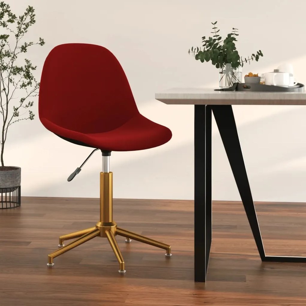 vidaXL Cadeira de jantar giratória veludo vermelho tinto