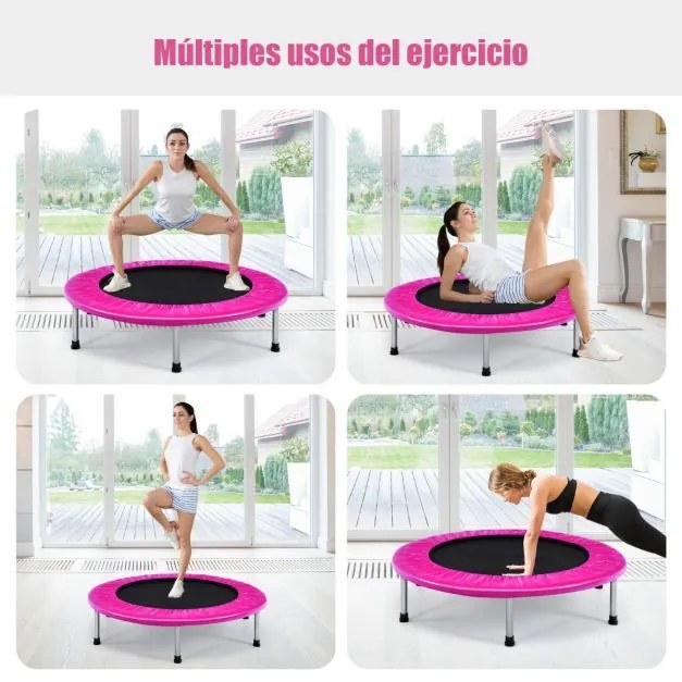 Trampolim dobrável portátil para crianças Fitness Actividades no interior e no exterior 97 x 97 x 19 cm Preto e rosa