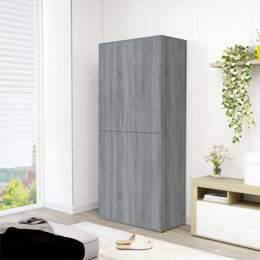 815532 vidaXL Sapateira 80x39x178 cm derivados de madeira cinzento sonoma
