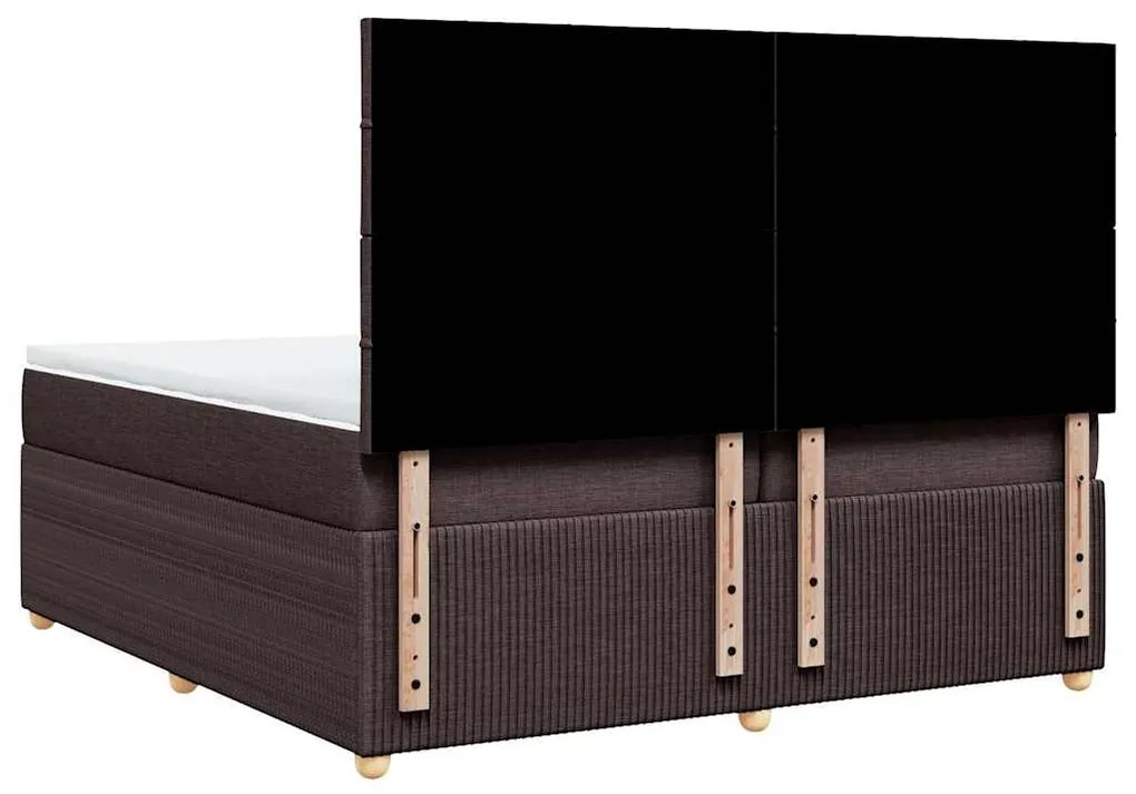 Cama com molas/colchão 200x200 cm tecido castanho-escuro