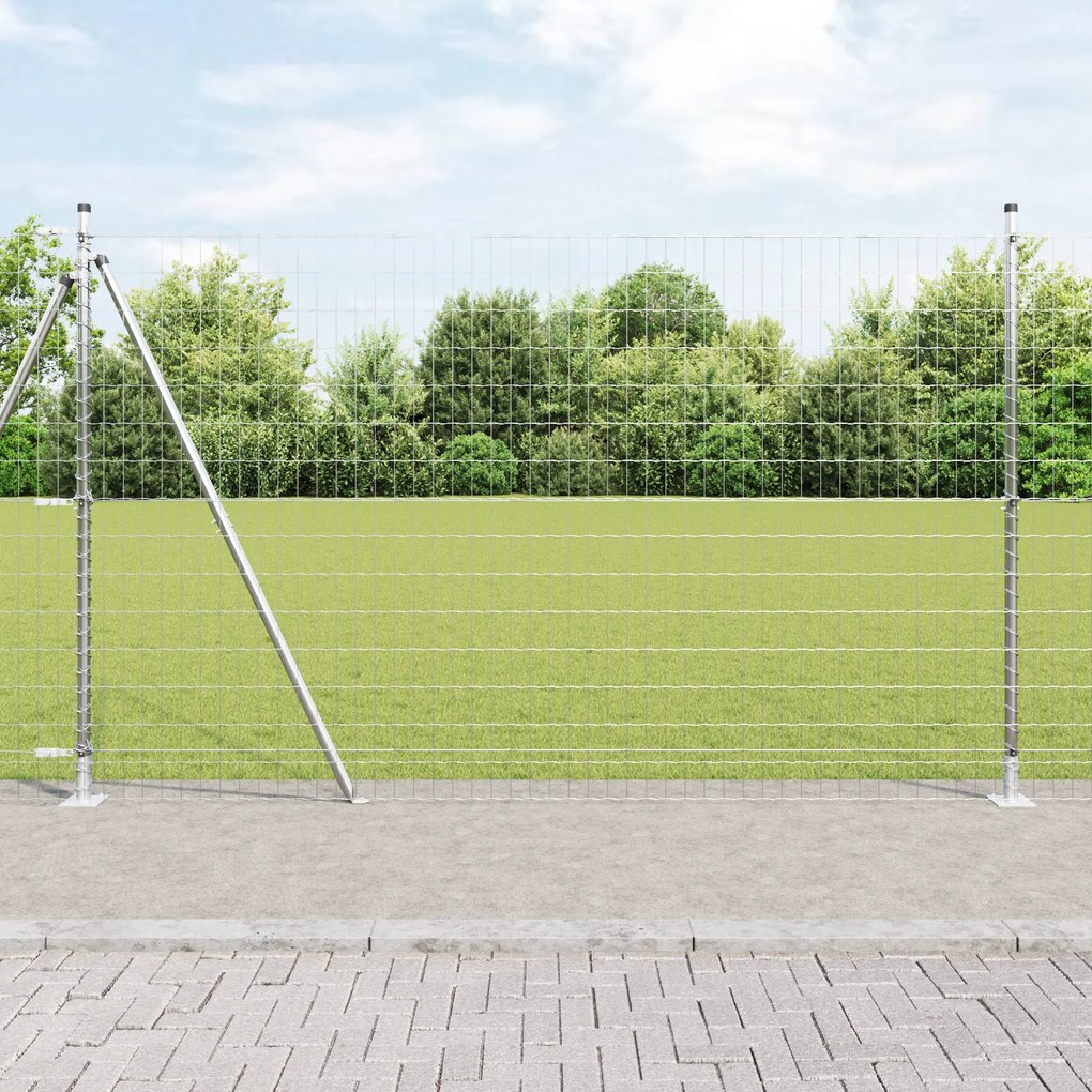 Cerca Euro com 7 Postes Flangeados 1.6x10 m Aço Galvanizado