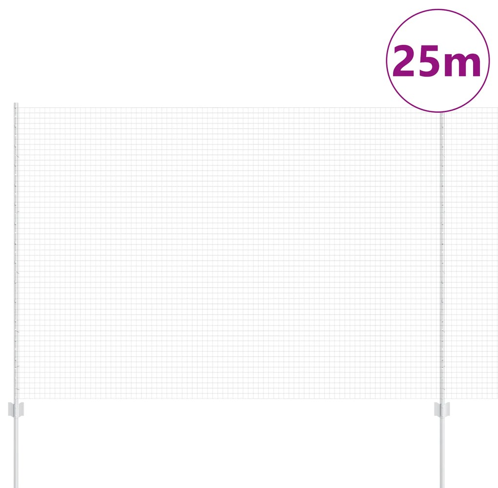 Cerca de Malha Soldada com 22 Postes U Prateado 1.6x25 m Aço