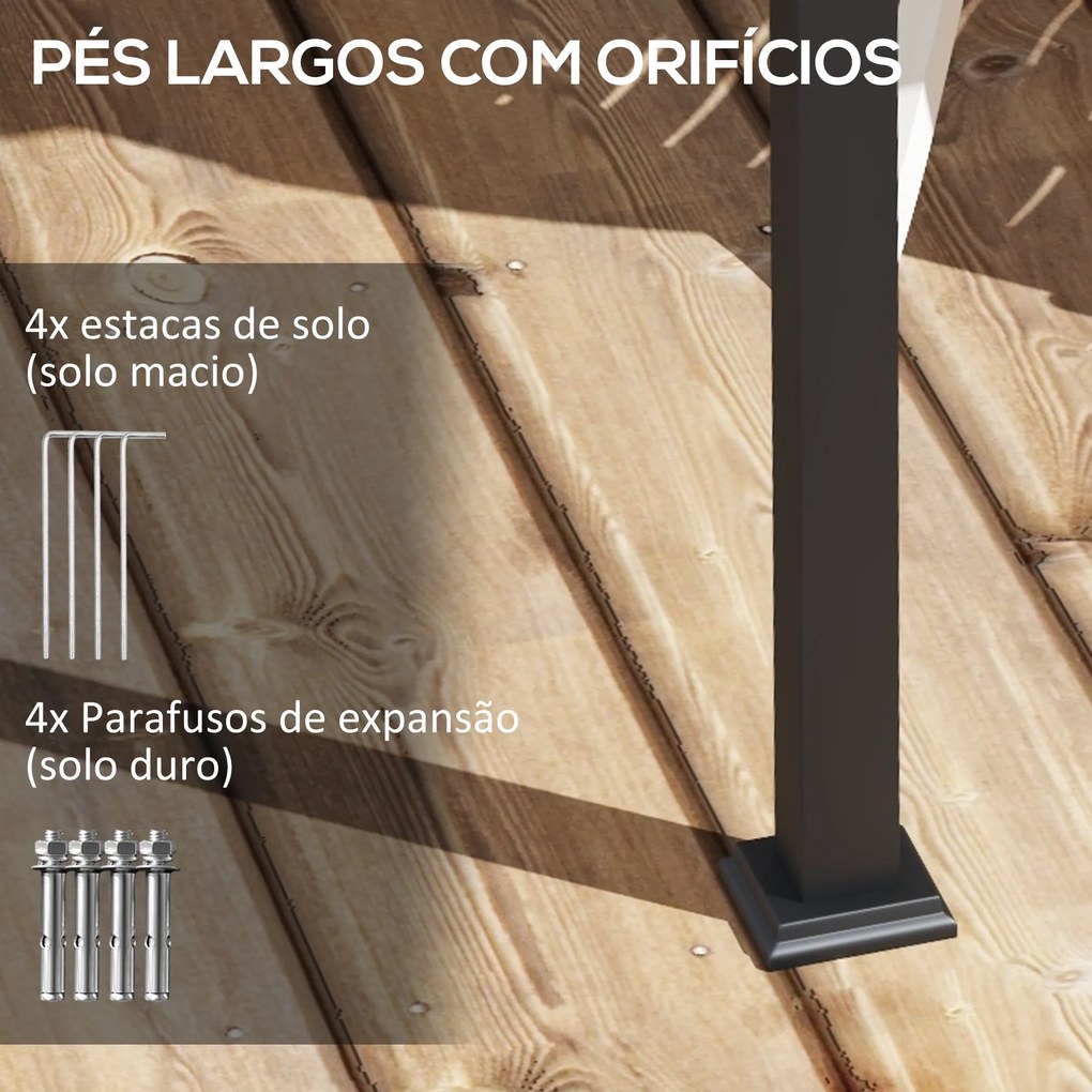 Pérgola de Parede 4x3 m Pérgola de Jardim com Teto Retrátil de Poliést