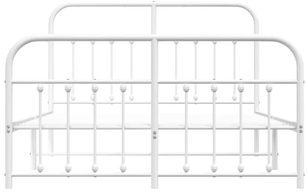 Estrutura de cama com cabeceira e pés 135x190 cm metal branco