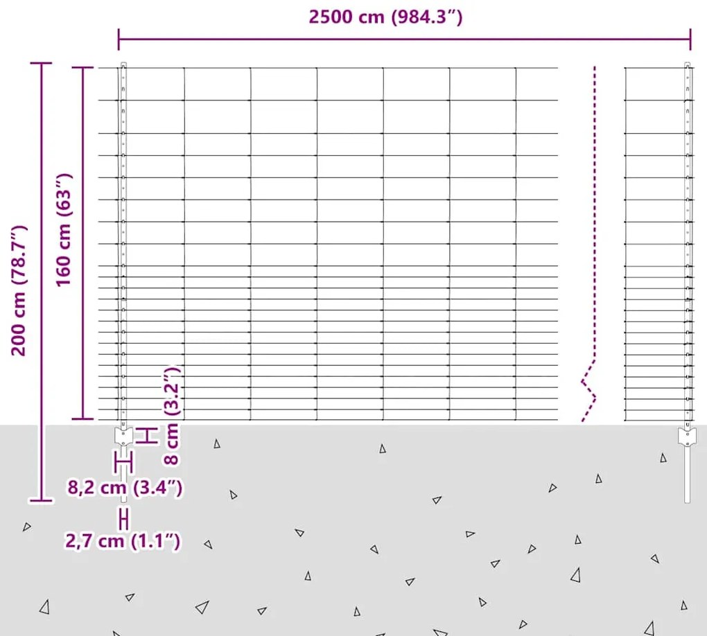 Postes para Cerca vidaXL 22 pcs U-Channel 160 cm Aço Galvanizado