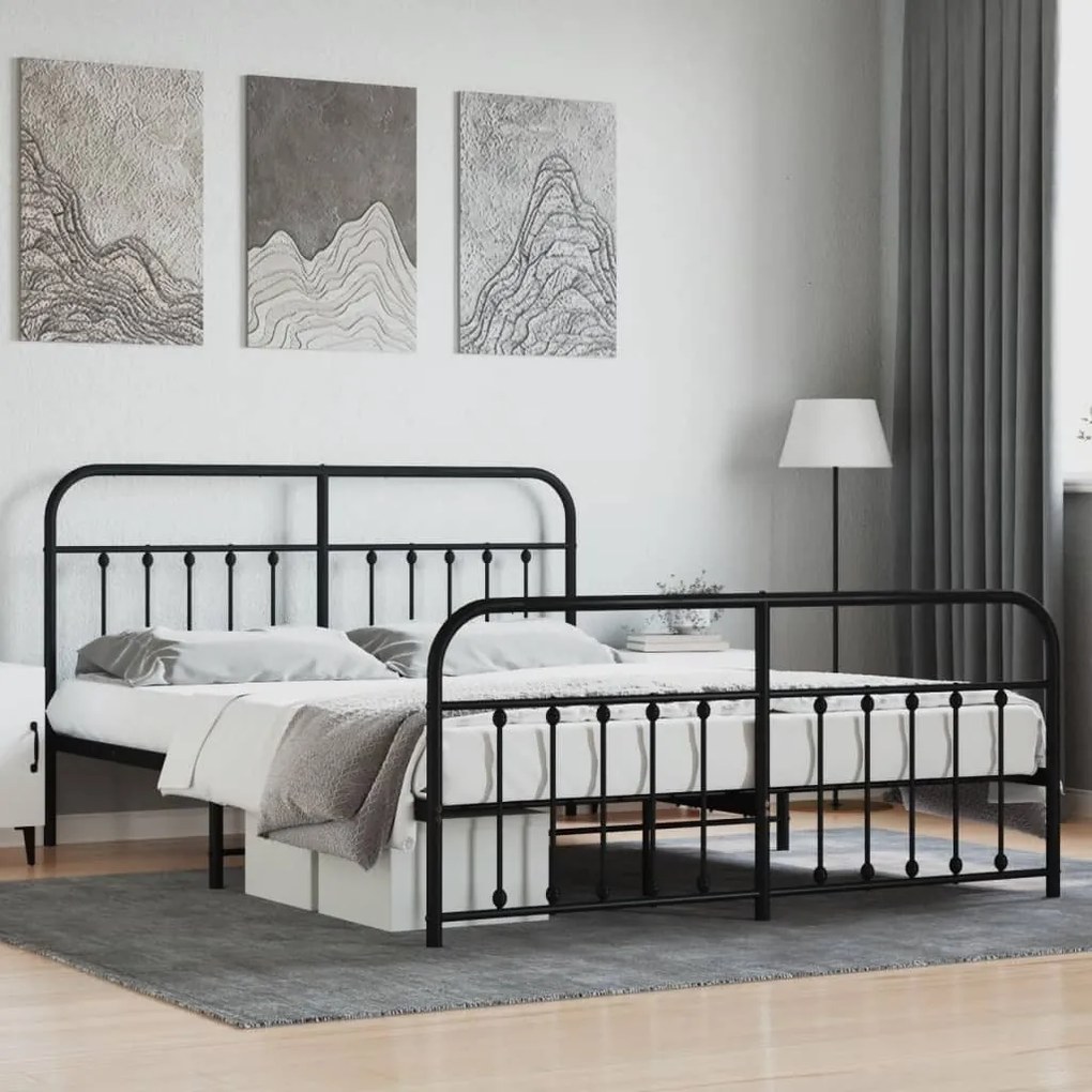 vidaXL Estrutura de cama sem colchão com pés 180x200 cm preto