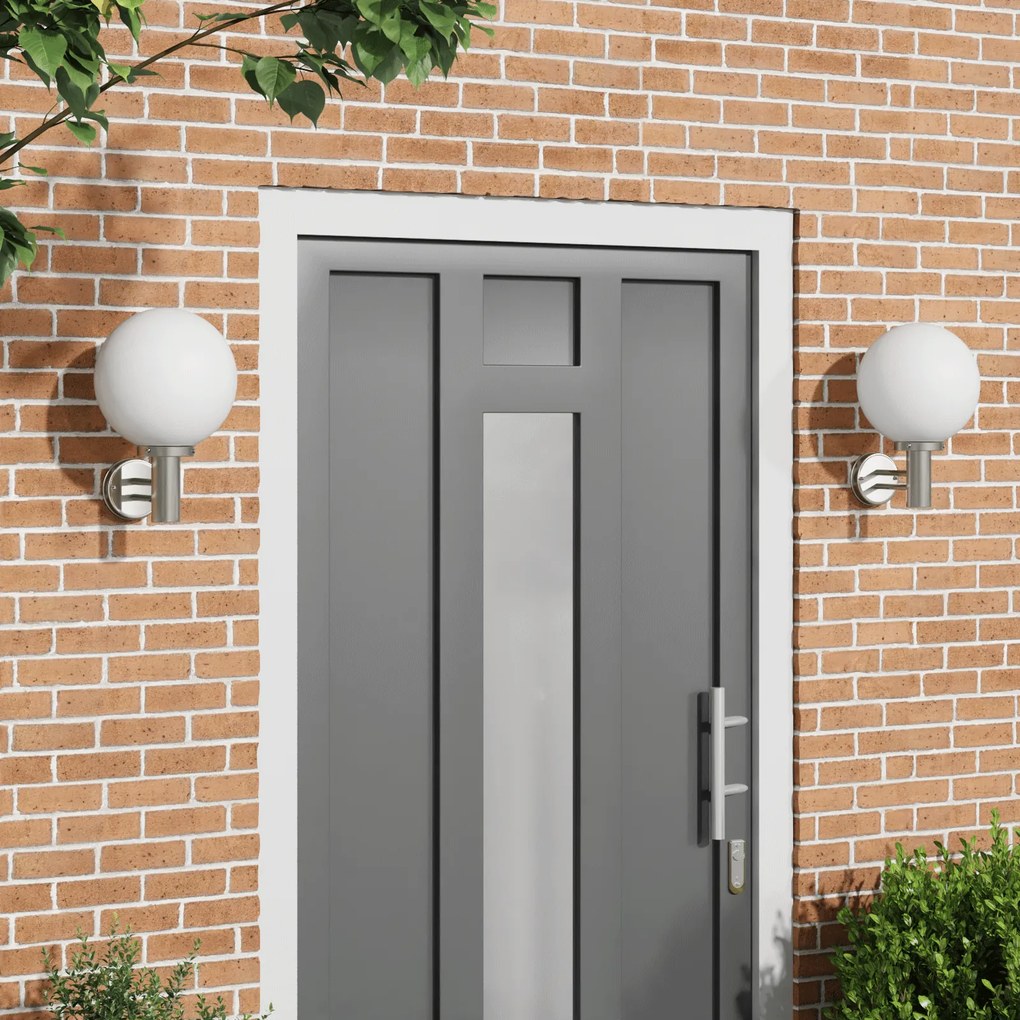 vidaXL Luzes de parede externas 2 pcs Prata Aço Inoxidável IP44