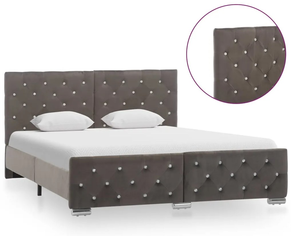 Estrutura de cama 140x200 cm veludo cinzento