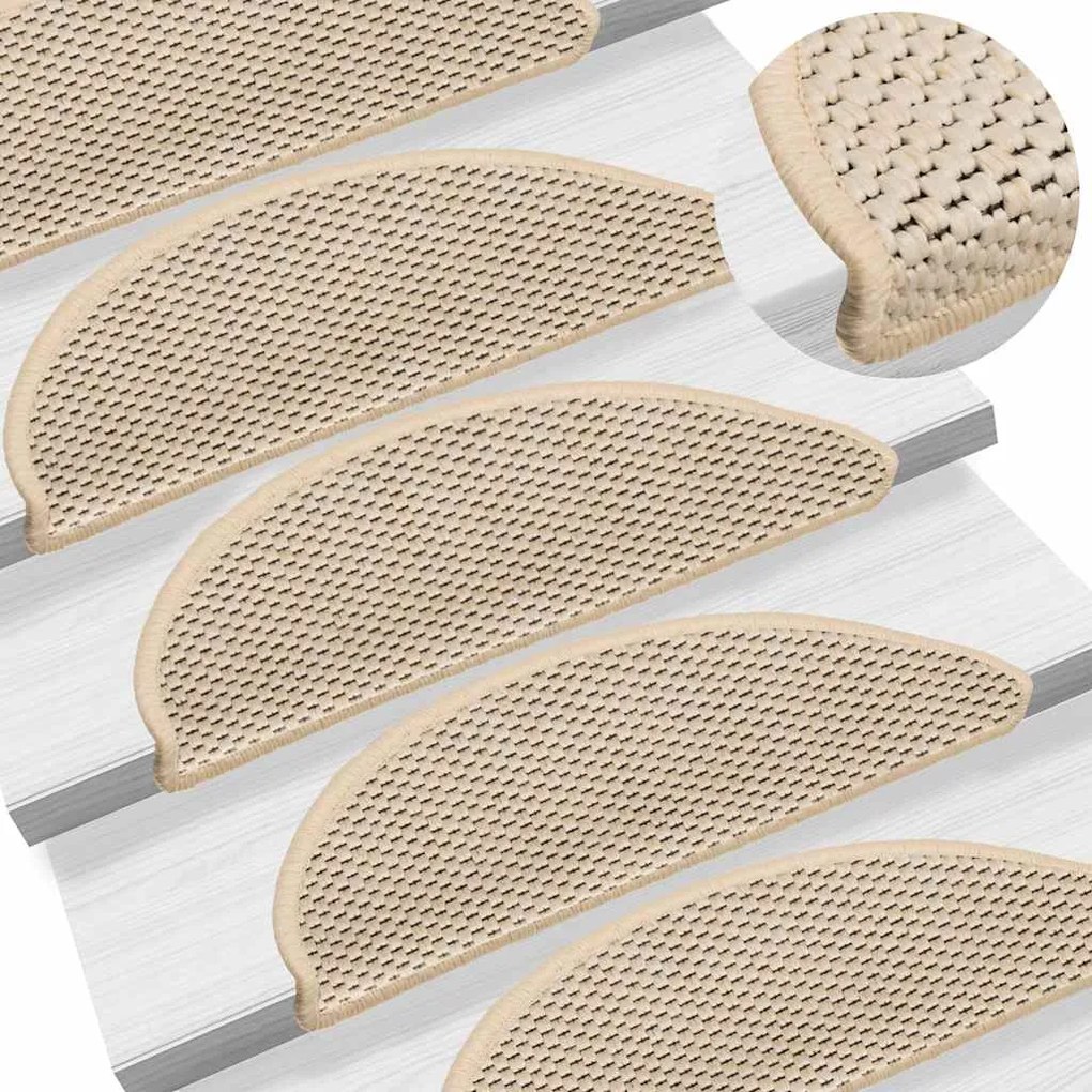 Tapetes escada adesivos aspeto sisal 15 pcs 56x17x3 cm berbere