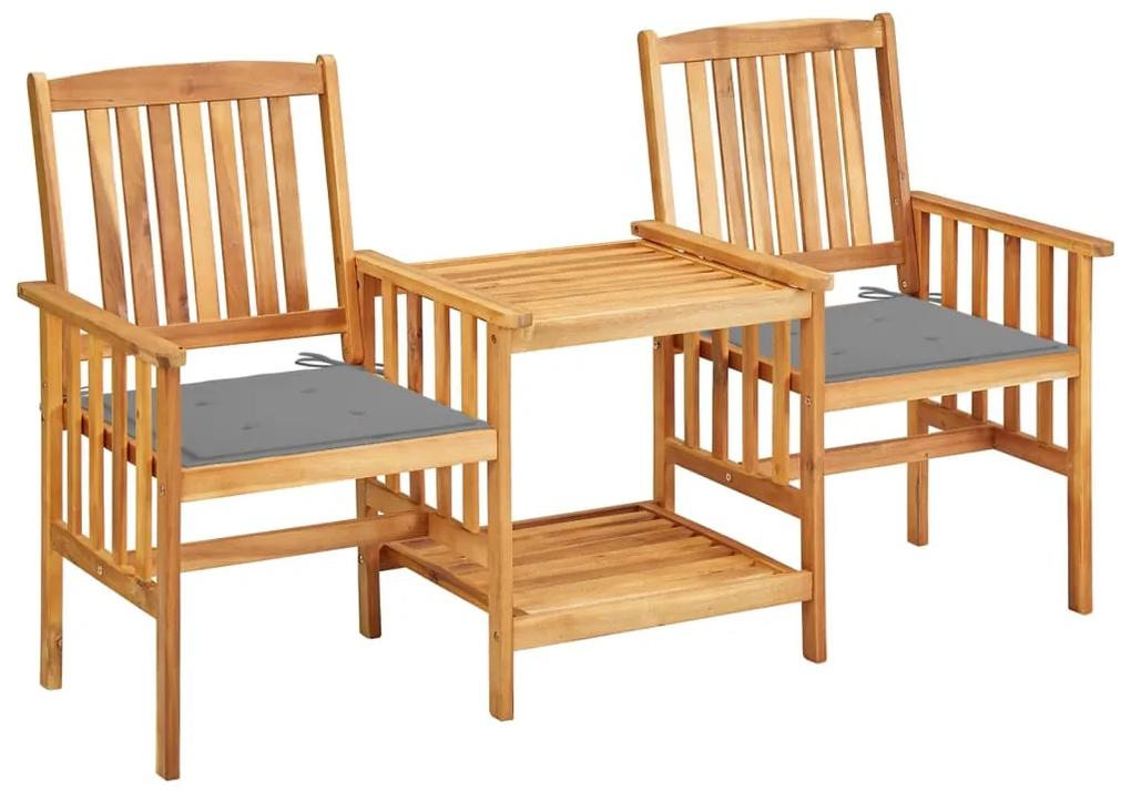 3061276 vidaXL Cadeiras de jardim c/ mesa de centro e almofadões acácia maciça