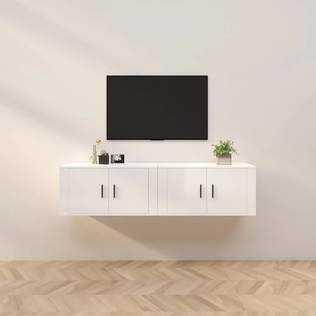 vidaXL Móveis de TV de parede 2 pcs 80x34,5x40 cm branco brilhante