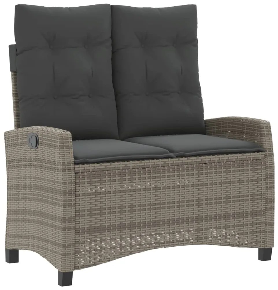 2 pcs conjunto de jantar p/ jardim c/ almofadões vime PE cinza