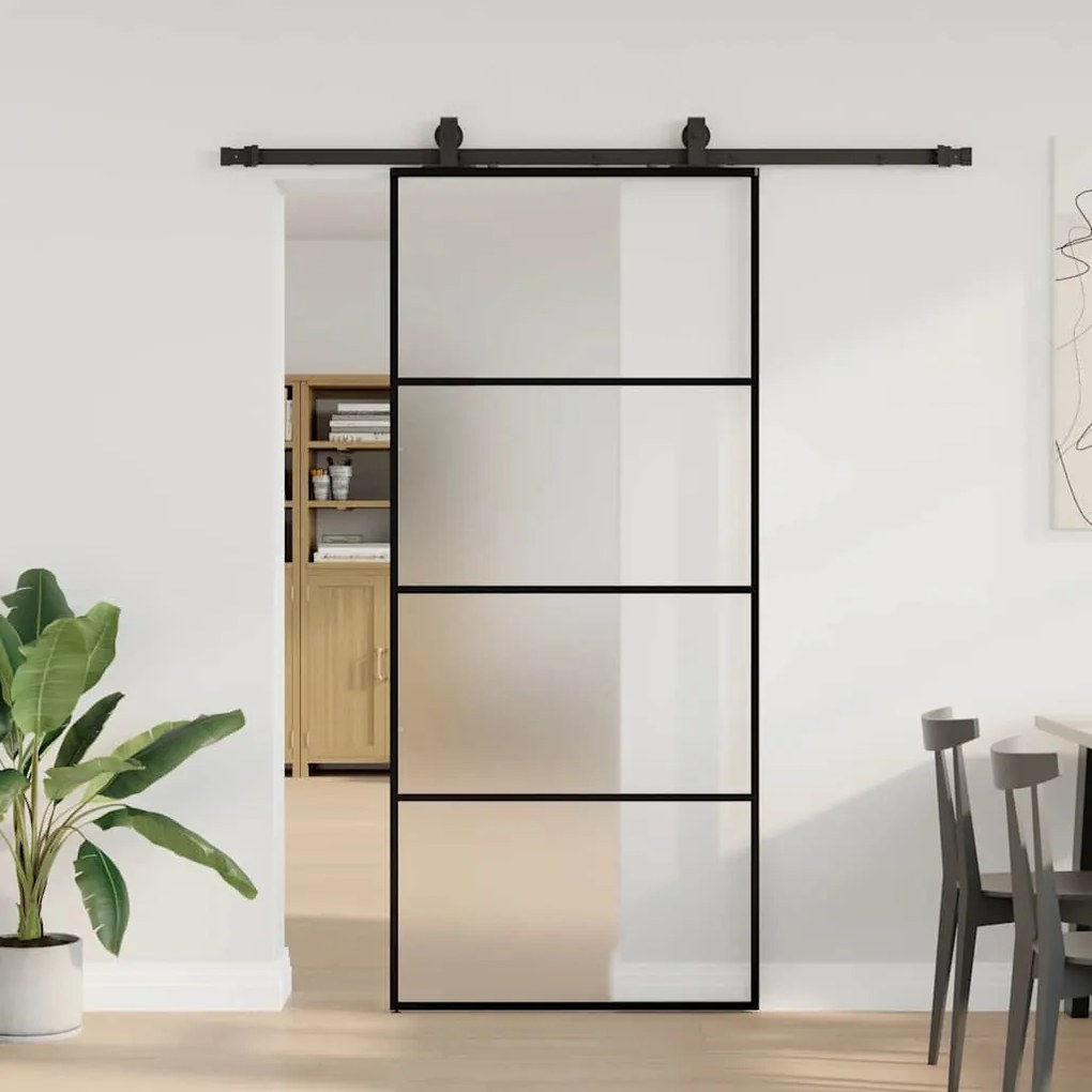 Porta deslizante c/ conj. ferragens 90x205cm vidro ESG preto