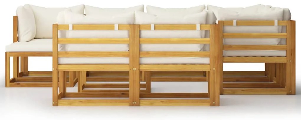 10 pcs conjunto lounge jardim c/ almofadões acácia maciça creme